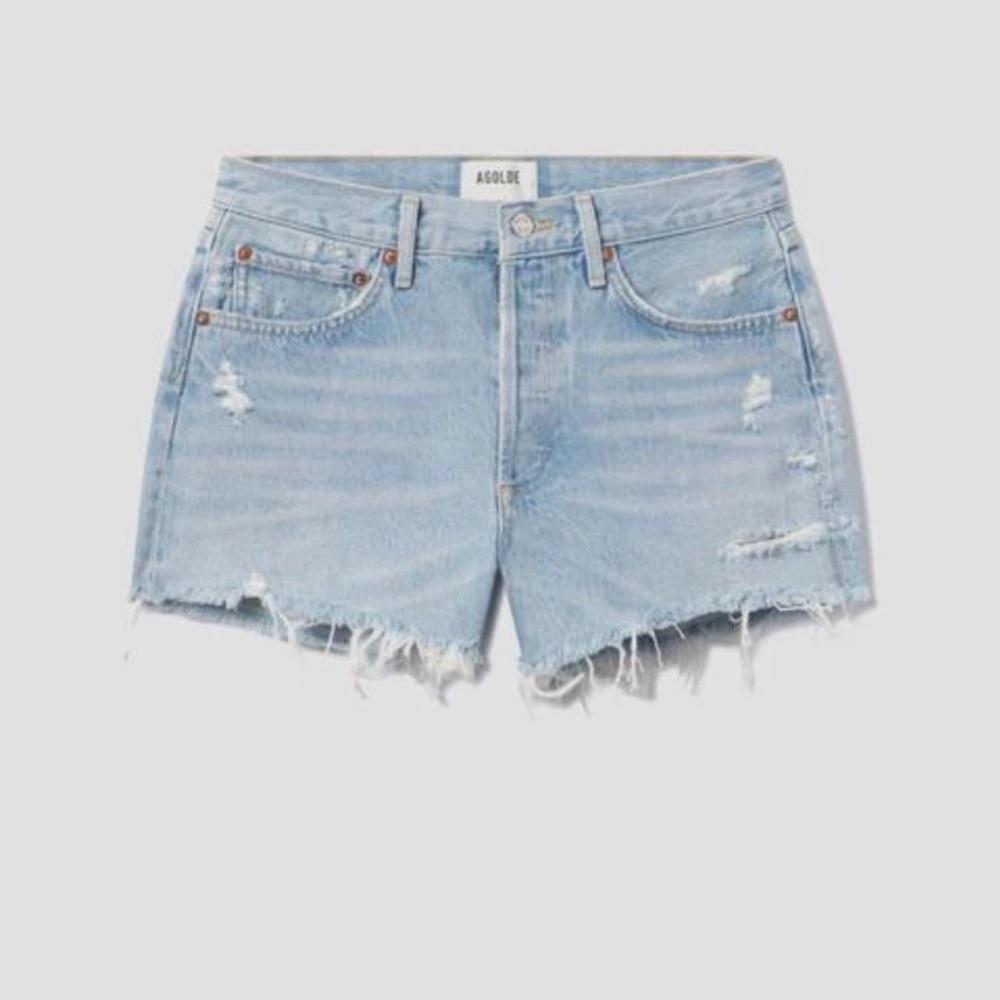 AGOLDE Parker Vintage Cut Off Short in Swapmeet Light Wash Denim Shorts